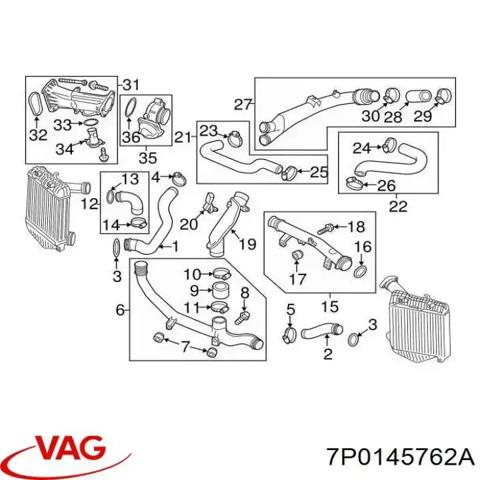 Шланг/патрубок інтеркуллера 7P0145762A VAG
