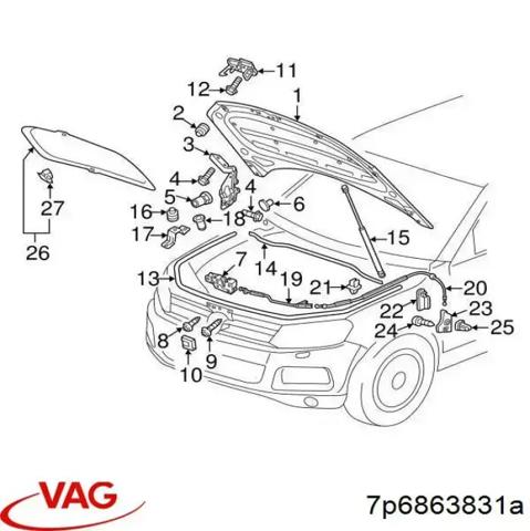 Обшивка капота 7P6863831A VAG