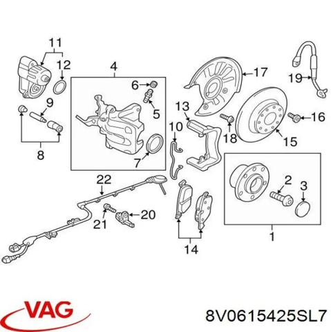Скоба гальмівного заднього супорта 8V0615425SL7 VAG
