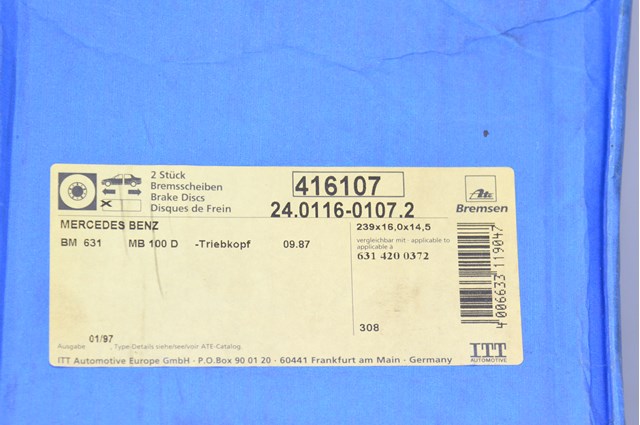 Диск переднього гальма 24011601072 ATE