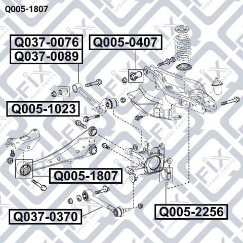 Сайлентблоки поздовжніх важелів передньої підвіски Q0051807 Q-FIX