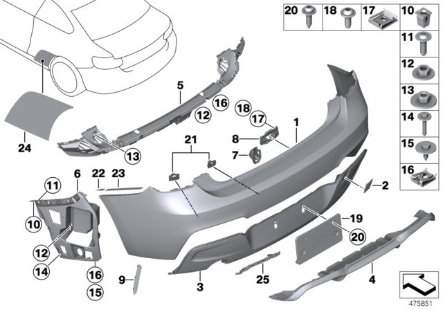 Фартух заднього бампера 51128050769 BMW