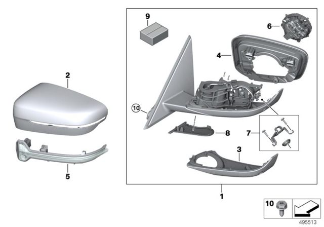 Ліве бічне дзеркало 51168498219 BMW