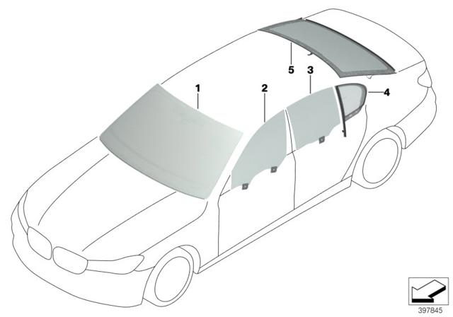 Скло передніх дверей, лівих 51337409097 BMW