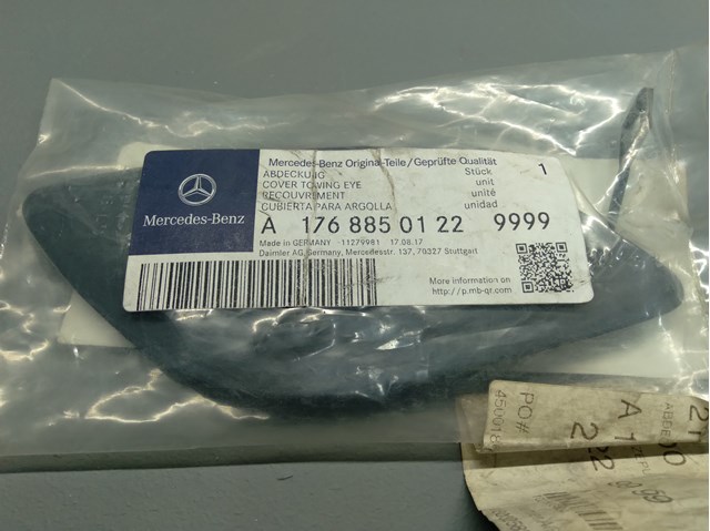 Заглушка бампера буксирувального гака, передня A17688501229999 MERCEDES
