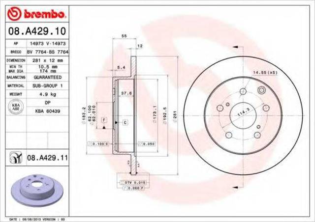 Дискові гальма 08A42910 BREMBO