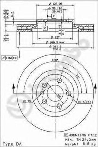 Гальмо дискове переднє 09518024 BREMBO