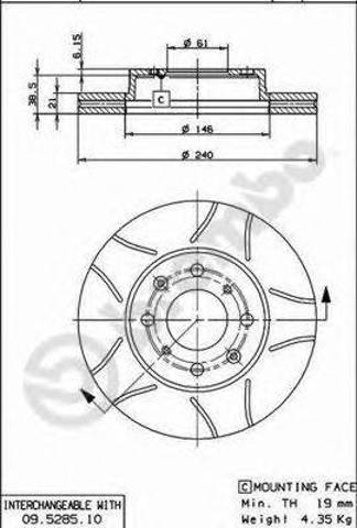 Диск гальмівний передній 09528575 BREMBO
