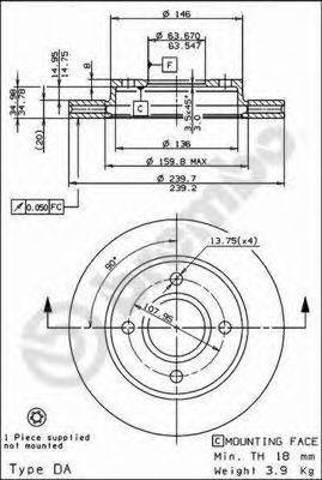 Диск переднього гальма 09672734 BREMBO