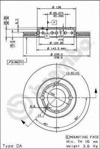 Диск гальмівний передній 09679911 BREMBO