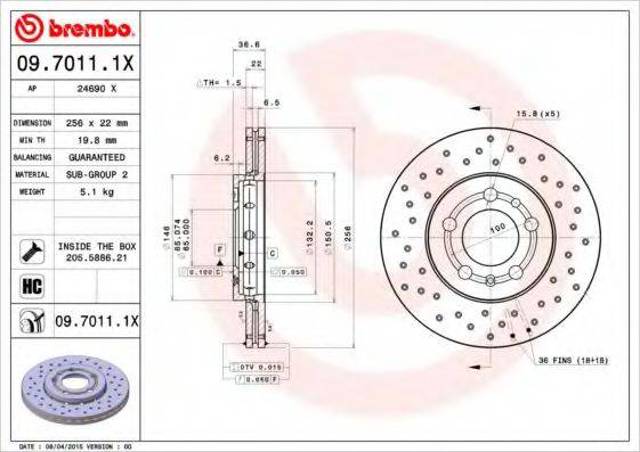 Гальмо дискове переднє 0970111X BREMBO