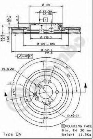Диск гальмівний передній 09760611 BREMBO