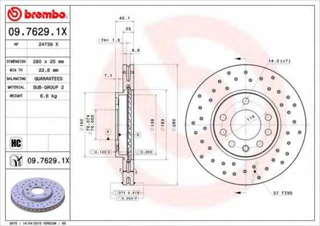 Ротор гальмівний 0976291X BREMBO