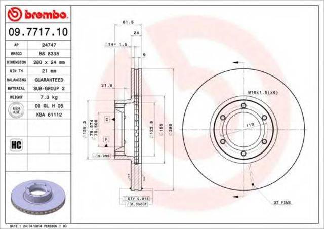 Гальмо дискове переднє 09771710 BREMBO