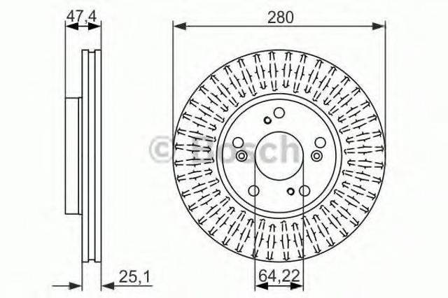 Диск переднього гальма 0986479625 BOSCH