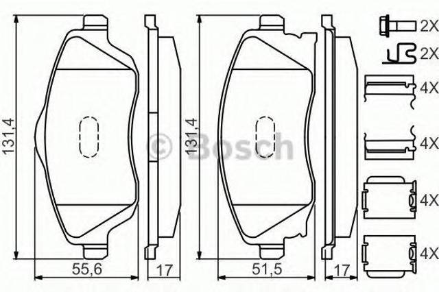 Передні гальмівні колодки 0986494625 BOSCH