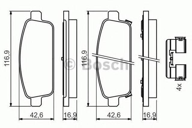 Задні гальмівні колодки 0986494634 BOSCH