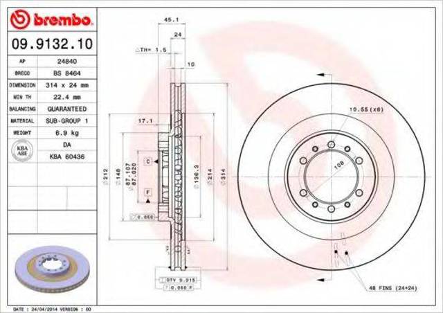 Гальмо дискове переднє 09913210 BREMBO