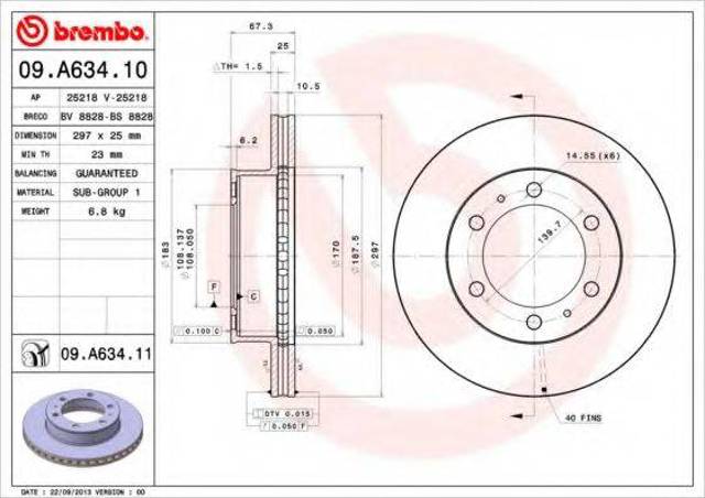 Гальмо дискове переднє 09A63411 BREMBO