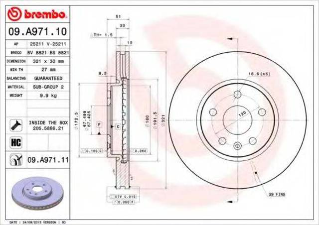 Ротор гальмівний 09A97111 BREMBO