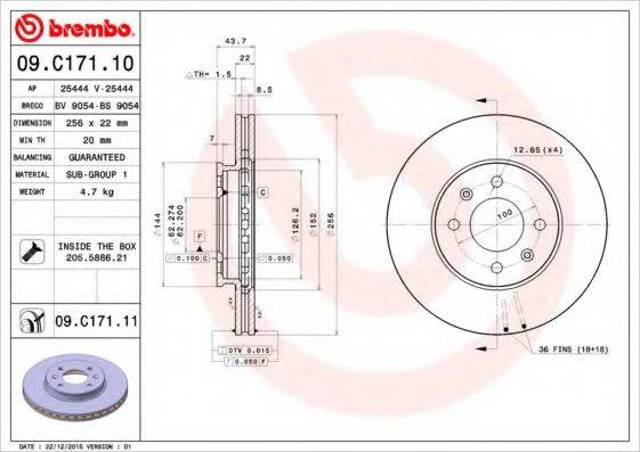 Диск переднього гальма 09C17111 BREMBO