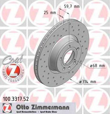 Диск переднього гальма 100331752 ZIMMERMANN
