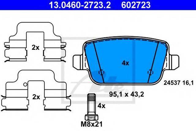 Гальмівні колодки дискові задні ford для mondeo 4 з 07-14 s-maxgalaxy з 06-15 ku 13046027232