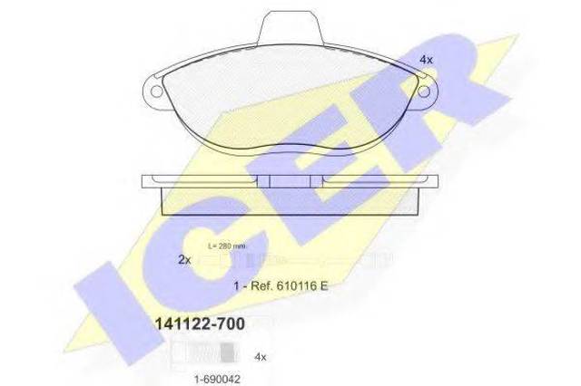 Колодки передні 141122700 ICER