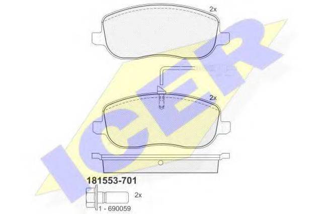 Передні гальмівні колодки 181553701 ICER