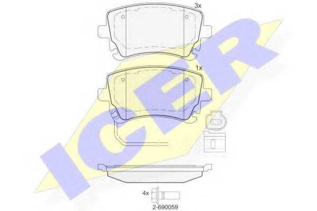 Колодки гальмівні задні, дискові 181674203 ICER
