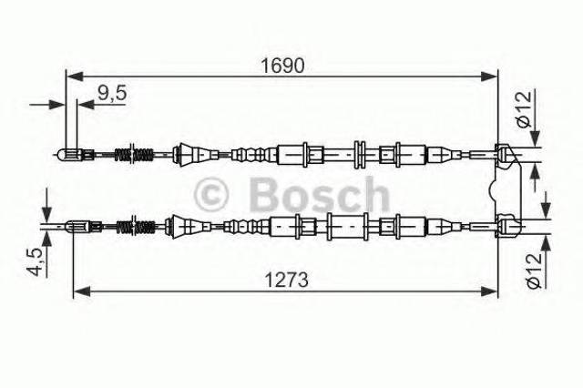Трос ручного гальма задній, правий/лівий 1987477129 BOSCH