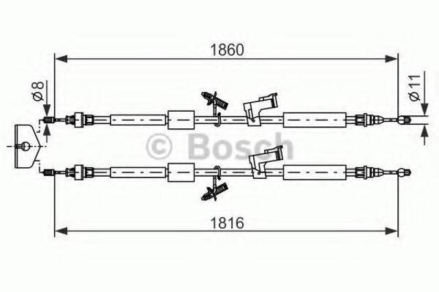 Трос ручного гальма задній, правий/лівий 1987482189 BOSCH