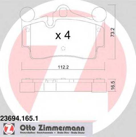 Колодки гальмівні задні, дискові 236941651 ZIMMERMANN