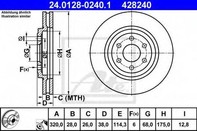 Диск переднього гальма 24012802401 ATE
