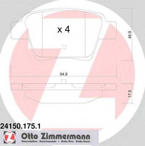 Задні гальмівні колодки 241501751 ZIMMERMANN