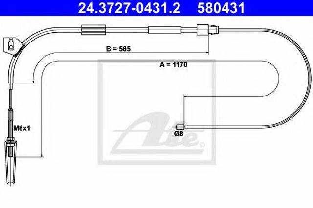 Трос ручника передній 24372704312 ATE