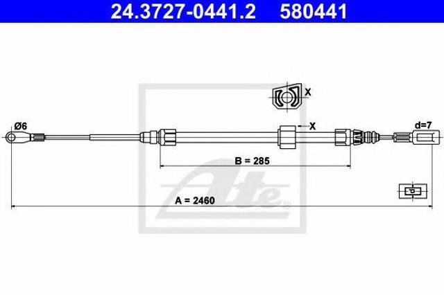 Трос стоянкового гальма передній 2D0609701B VAG
