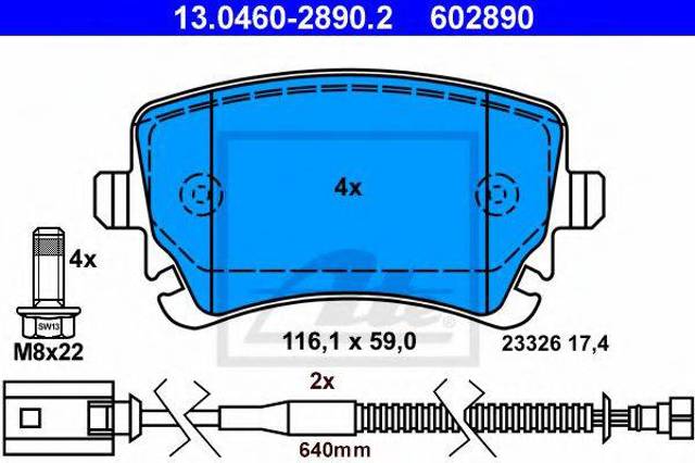 Задні дискові колодки 3D0698451A VAG