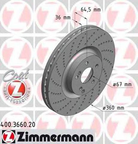 Диск переднього гальма 400366020 ZIMMERMANN