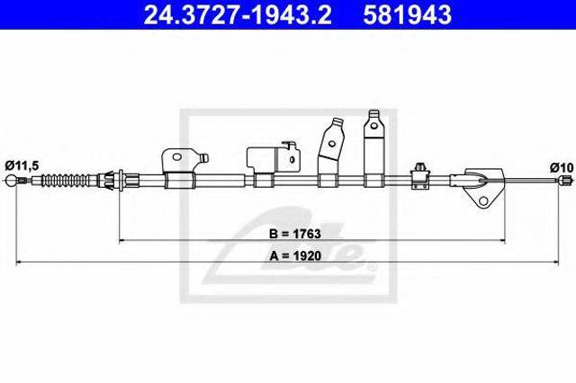 Трос ручного гальма задній, правий 4642002121 TOYOTA