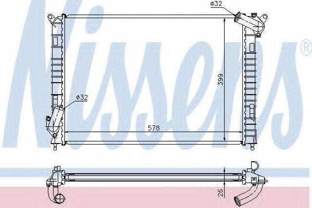 Радіатор охолодження двигуна 69701A NISSENS