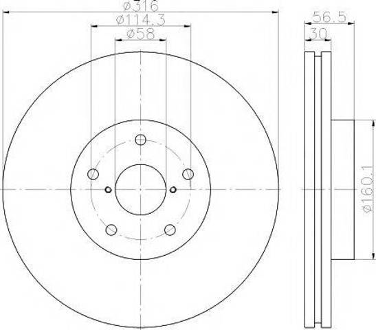 Диск переднього гальма 8DD355116361 HELLA
