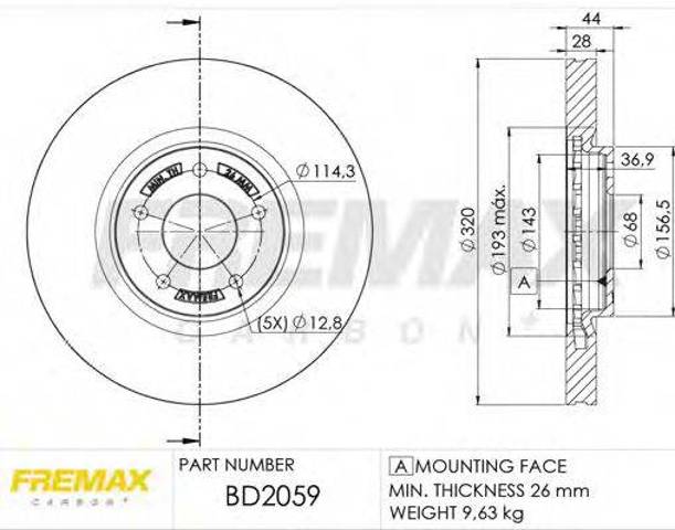 Диск переднього гальма BD2059 FREMAX