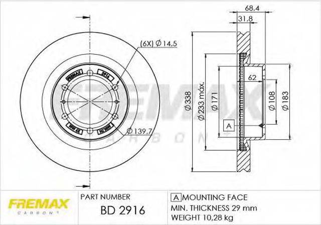 Диск гальмівний передній BD2916 FREMAX