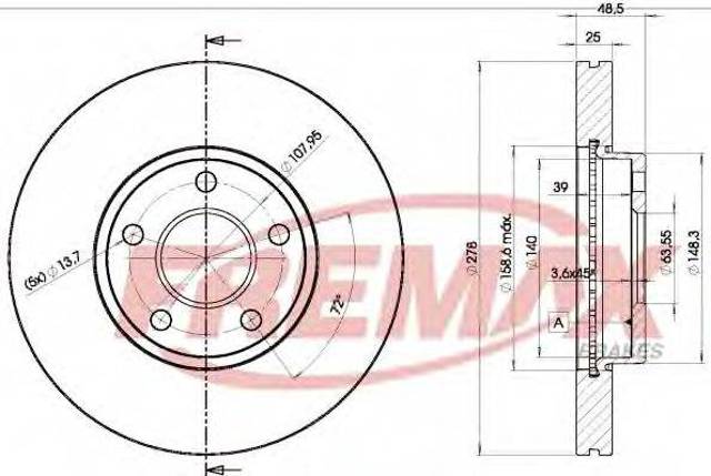 Диск гальмівний передній BD3963 FREMAX