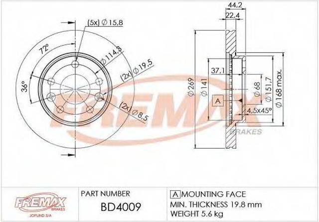 Гальмо дискове переднє BD4009 FREMAX