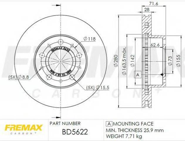 Гальмо дискове переднє BD5622 FREMAX