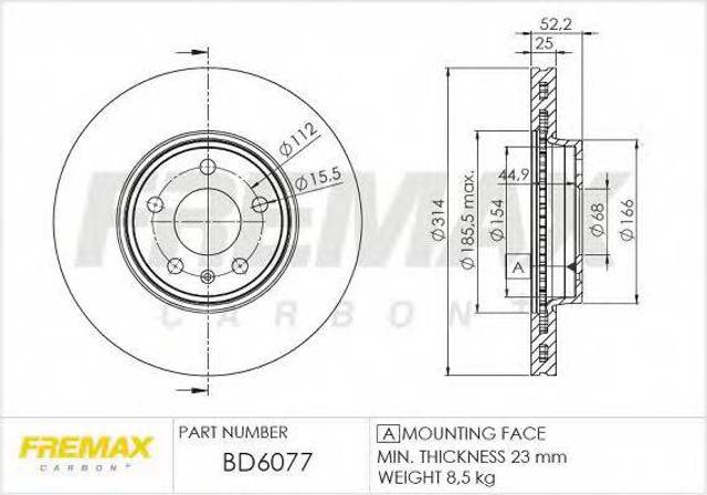Диск гальмівний передній BD6077 FREMAX