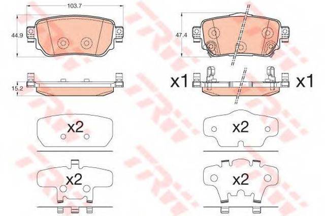 Комплект задніх колодок GDB3617 TRW