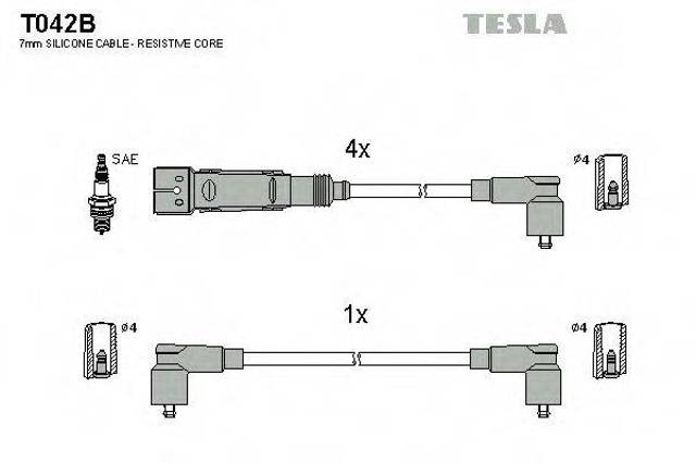 Комплект проводов зажигания T042B
